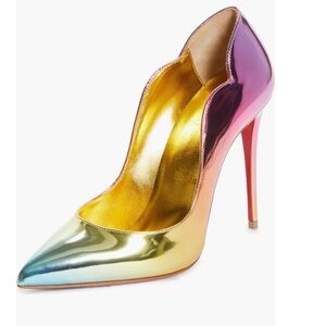 Christian Louboutin Pink and Yellow Heels Elegant Stiletto Pumps Hot Chick